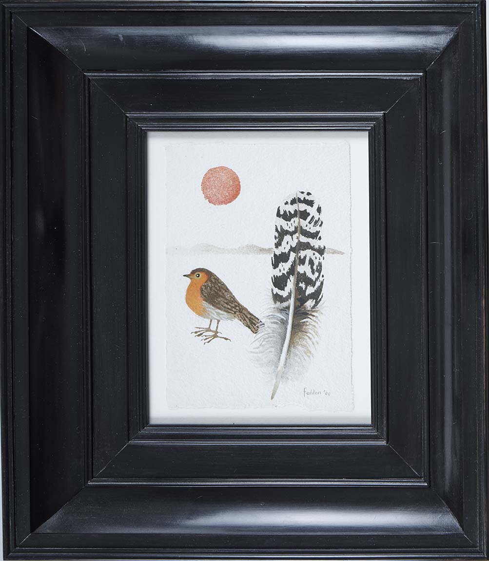 mary-fedden-robin-with-feather-frame