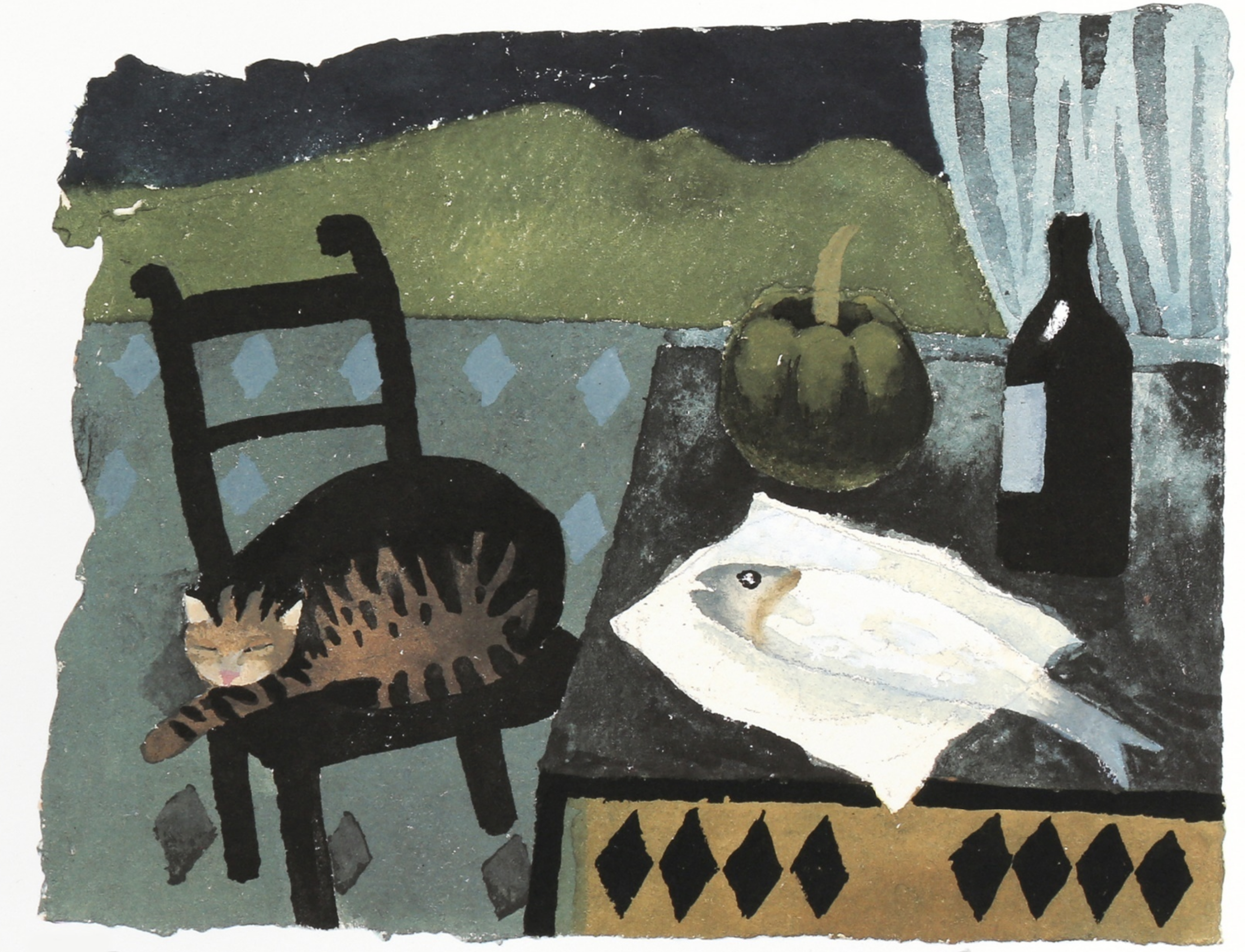 Mary Fedden Cat and Fish