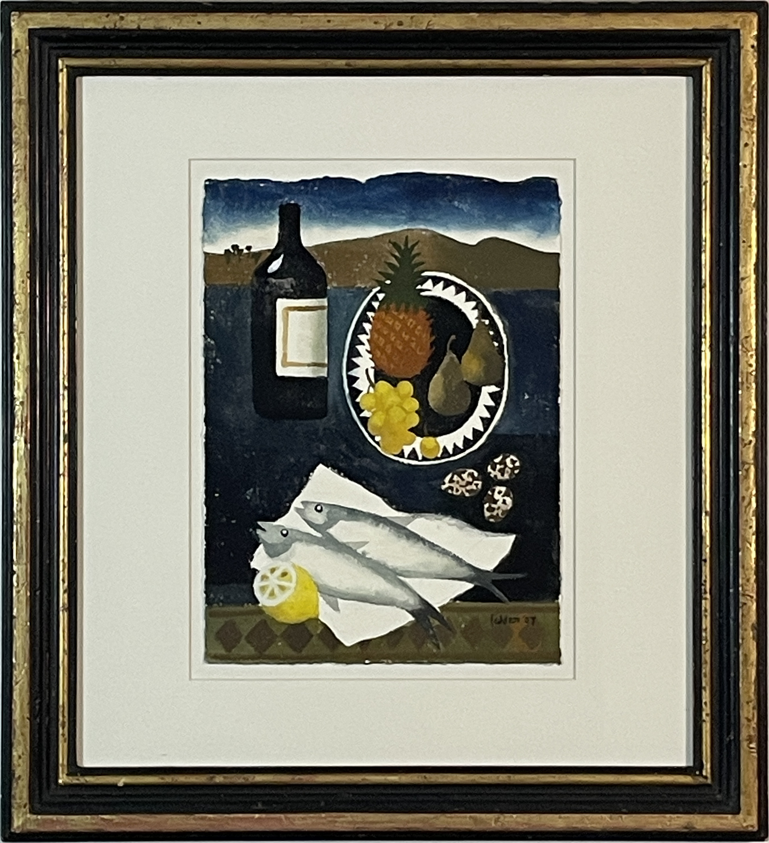Mary Fedden Two Fish square – framed