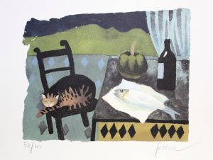 Mary Fedden Cat and Fish lithograph print