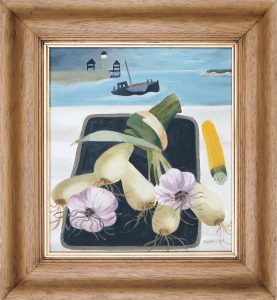 Mary Fedden. Onions and garlic.