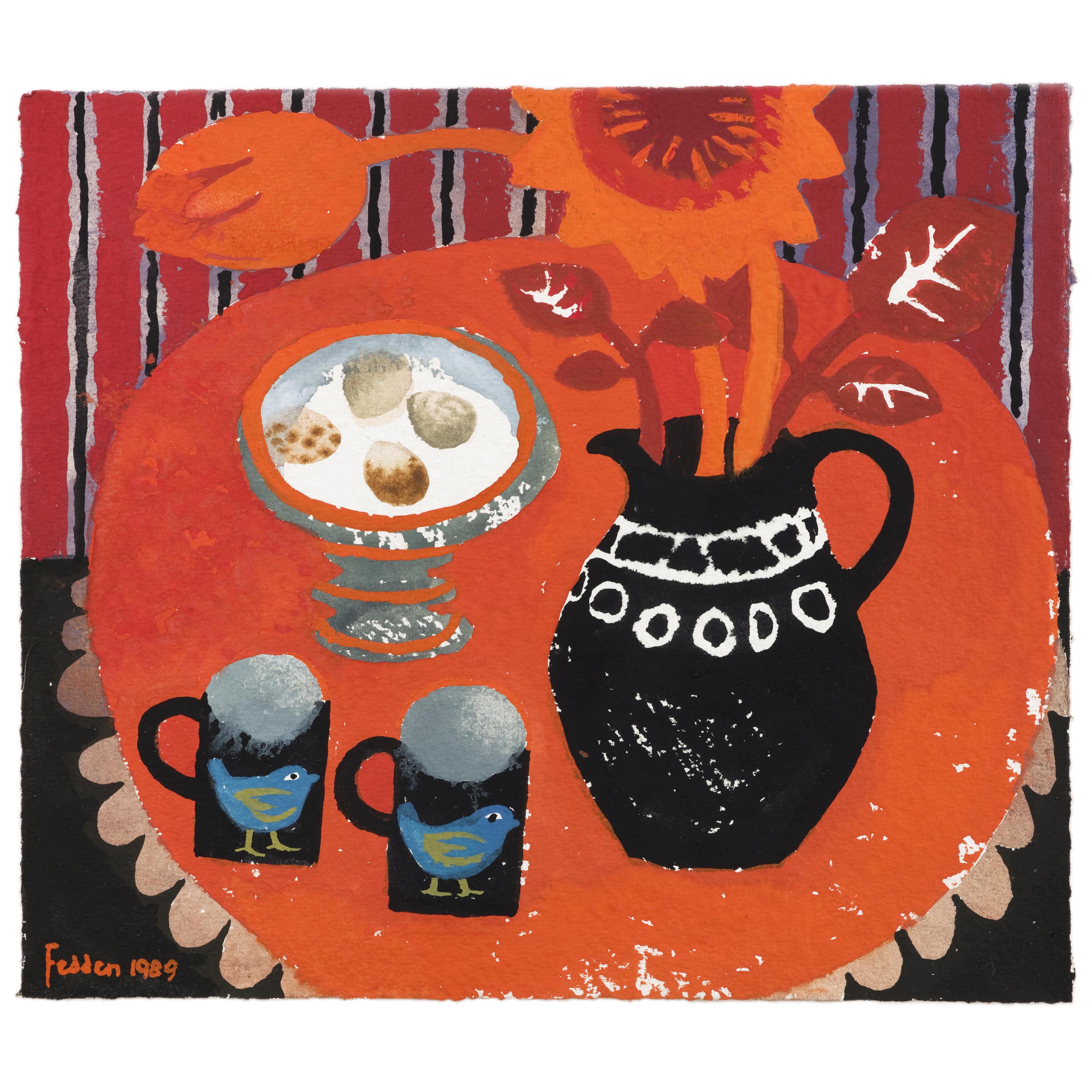 MARY FEDDEN. THE RED TABLE. 1989. SOLD