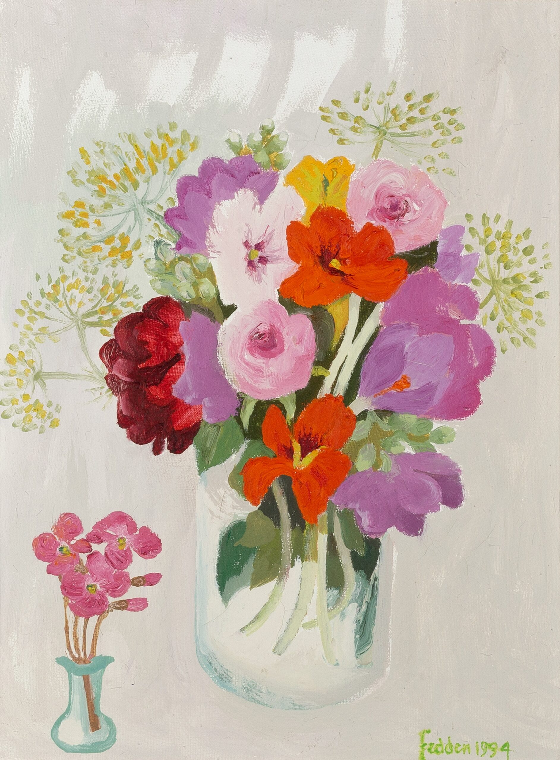 Mary Fedden oil painting on canvas for sale. A beautiful bunch of flowers. 16" x 12".